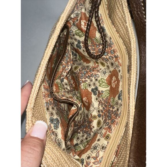 Fossil Genuine Classic 1954 Shoulder Bag Natural & Leather Floral Print Inside - Picture 9 of 10